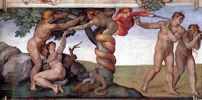 Michelangelo Buonarroti The Fall and Expulsion from Garden of Eden oil painting image